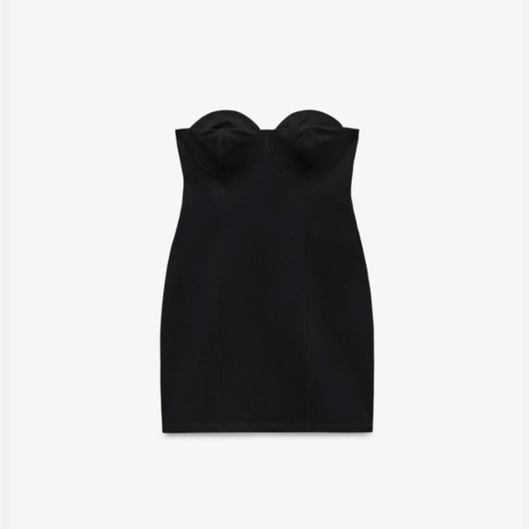 Zara corsetry-inspired mini black dress - Picture 3 of 6